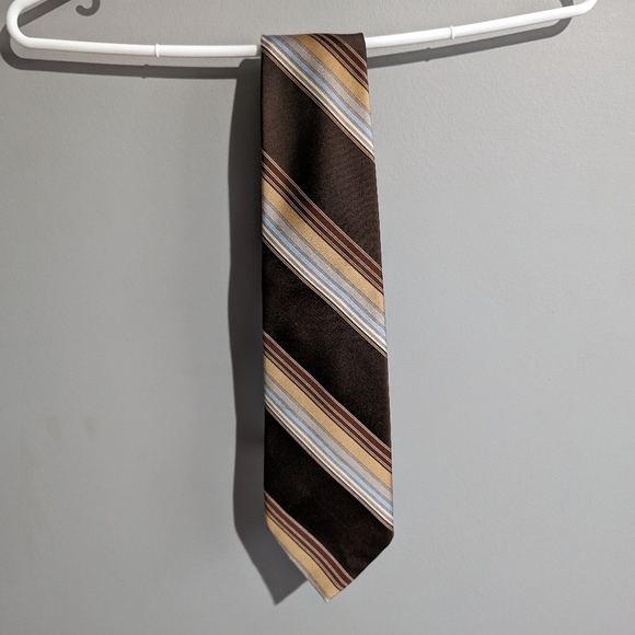 Vintage Christian Dior Monsieur Brown and Blue striped men's neck tie - Picture 3 of 7